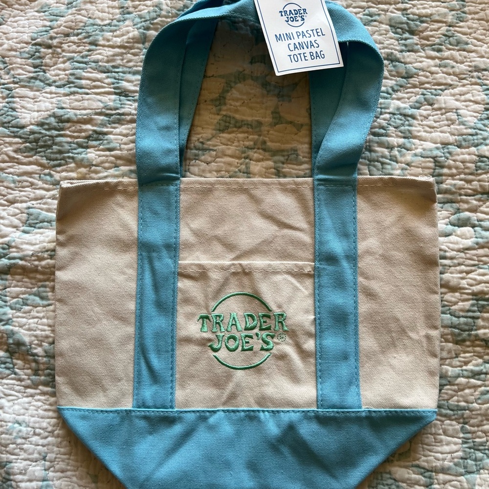 Trader Joe's Mini Pastel Canvas Tote Bag
